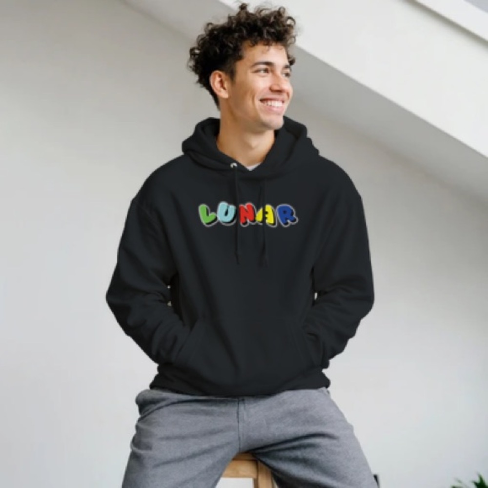 Black Pullover Hoodie with Colorful Logo